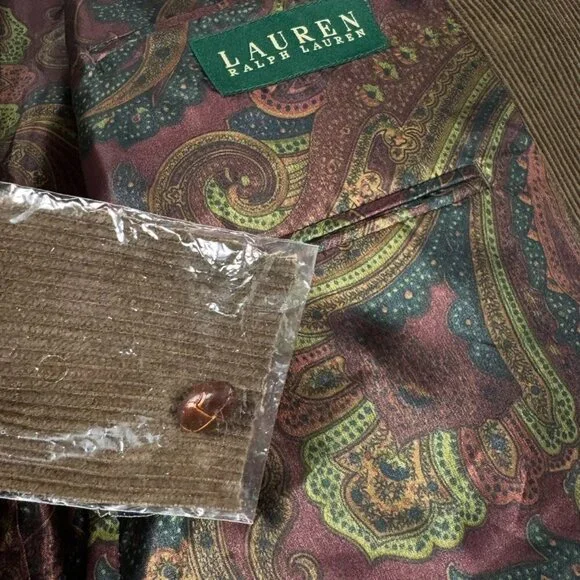 Lauren Ralph Lauren Corduroy Blazer Sports Coat 46R Brown Elbow Patch Heritage